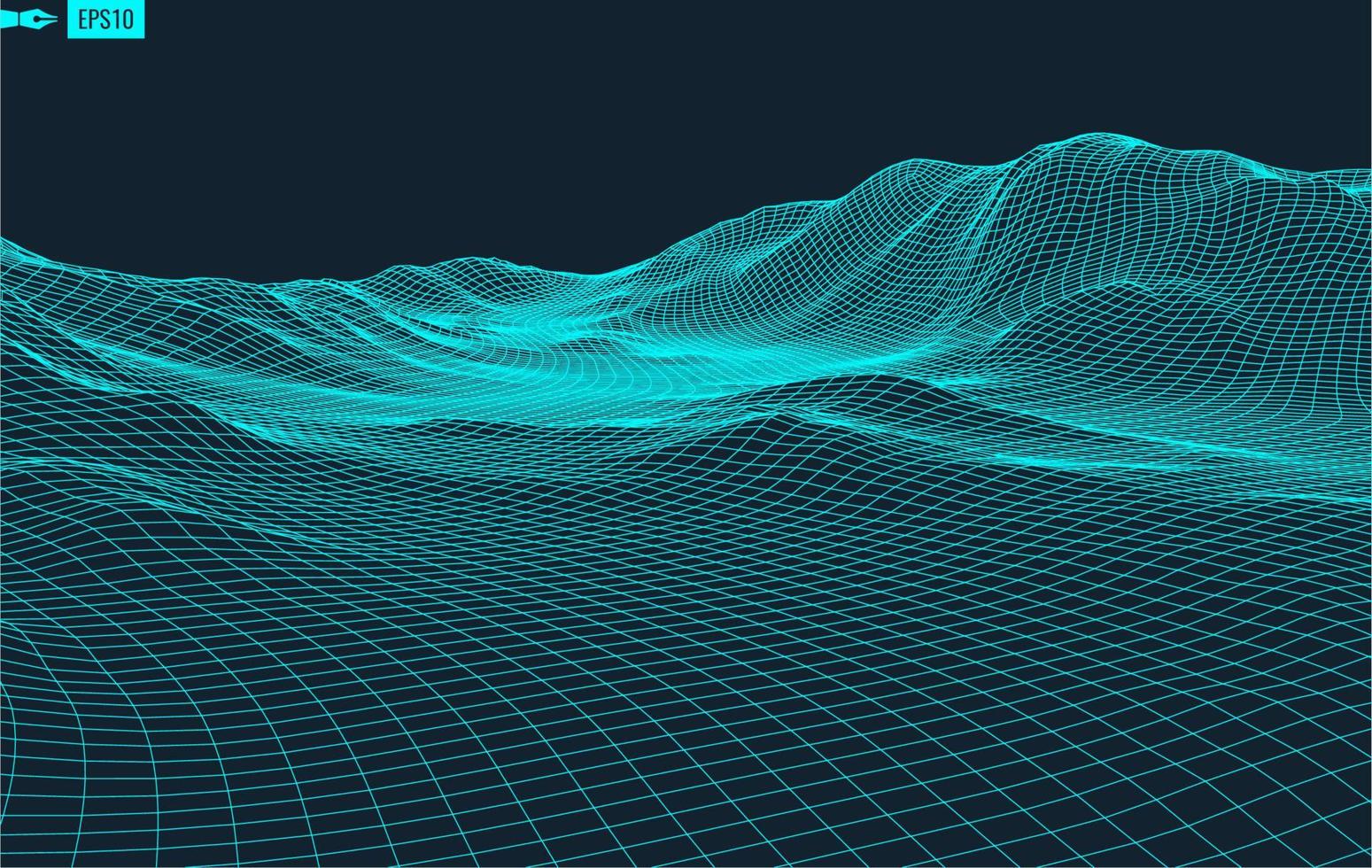 3d trådmodell terräng bred vinkel eps10 vektor