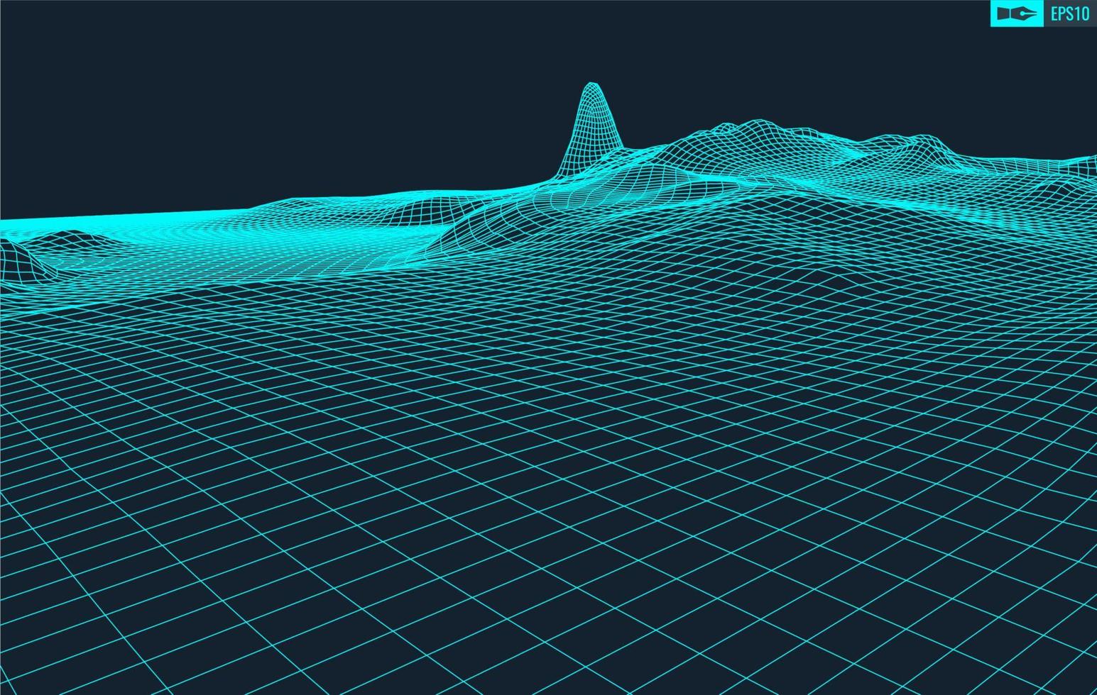 3d trådmodell terräng bred vinkel eps10 vektor