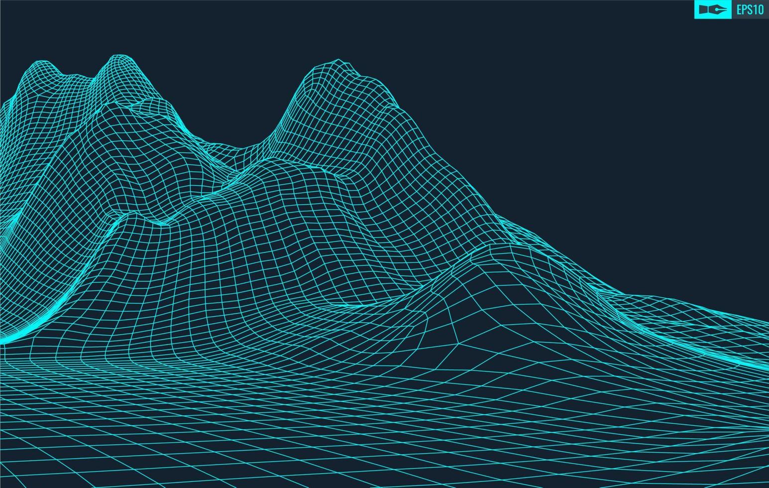3d trådmodell terräng bred vinkel eps10 vektor