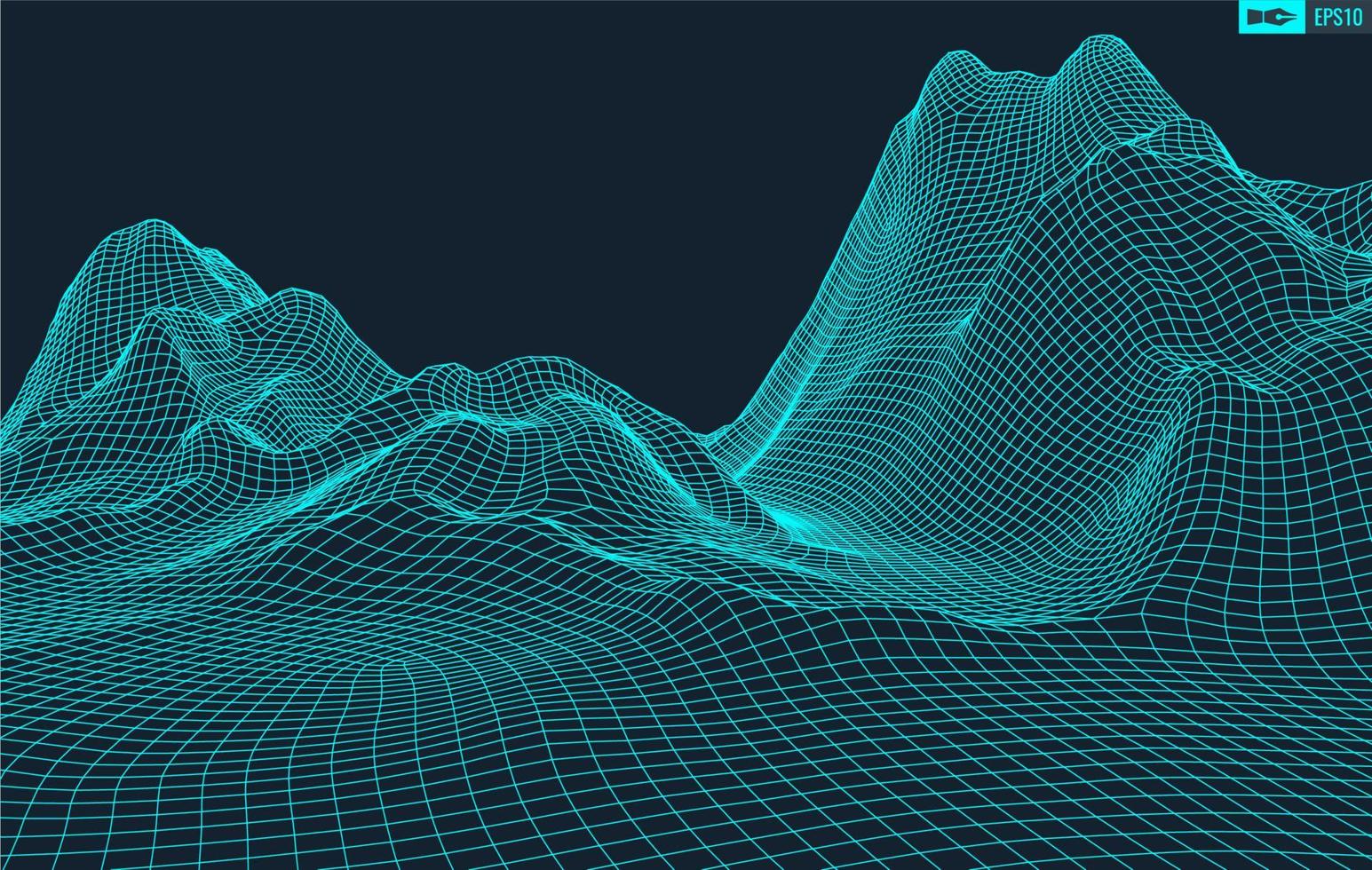 3d trådmodell terräng bred vinkel eps10 vektor