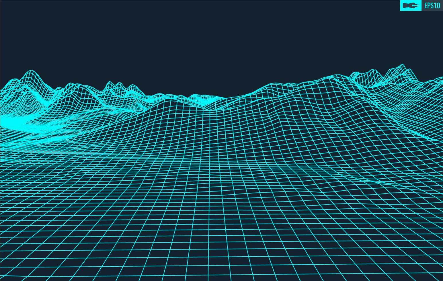 3d trådmodell terräng bred vinkel eps10 vektor