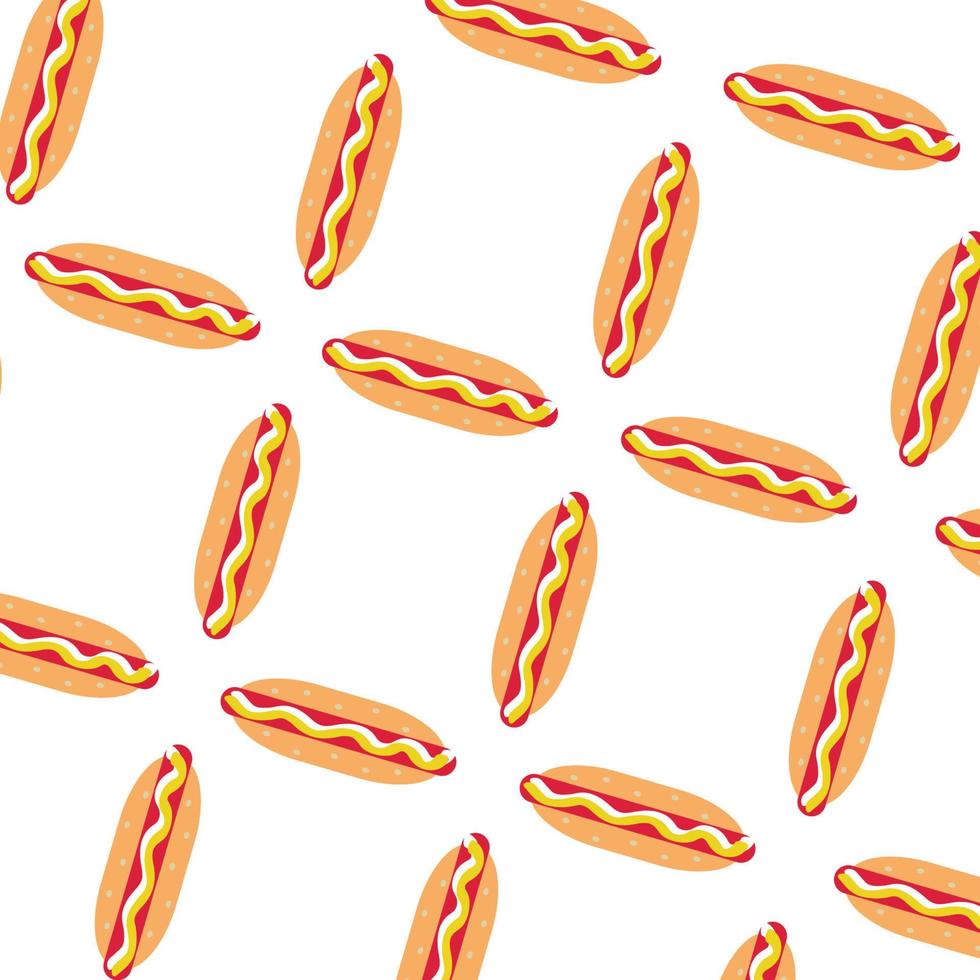 Hot-Dog-Muster auf grauem Hintergrund. Vektor-Fast-Food vektor