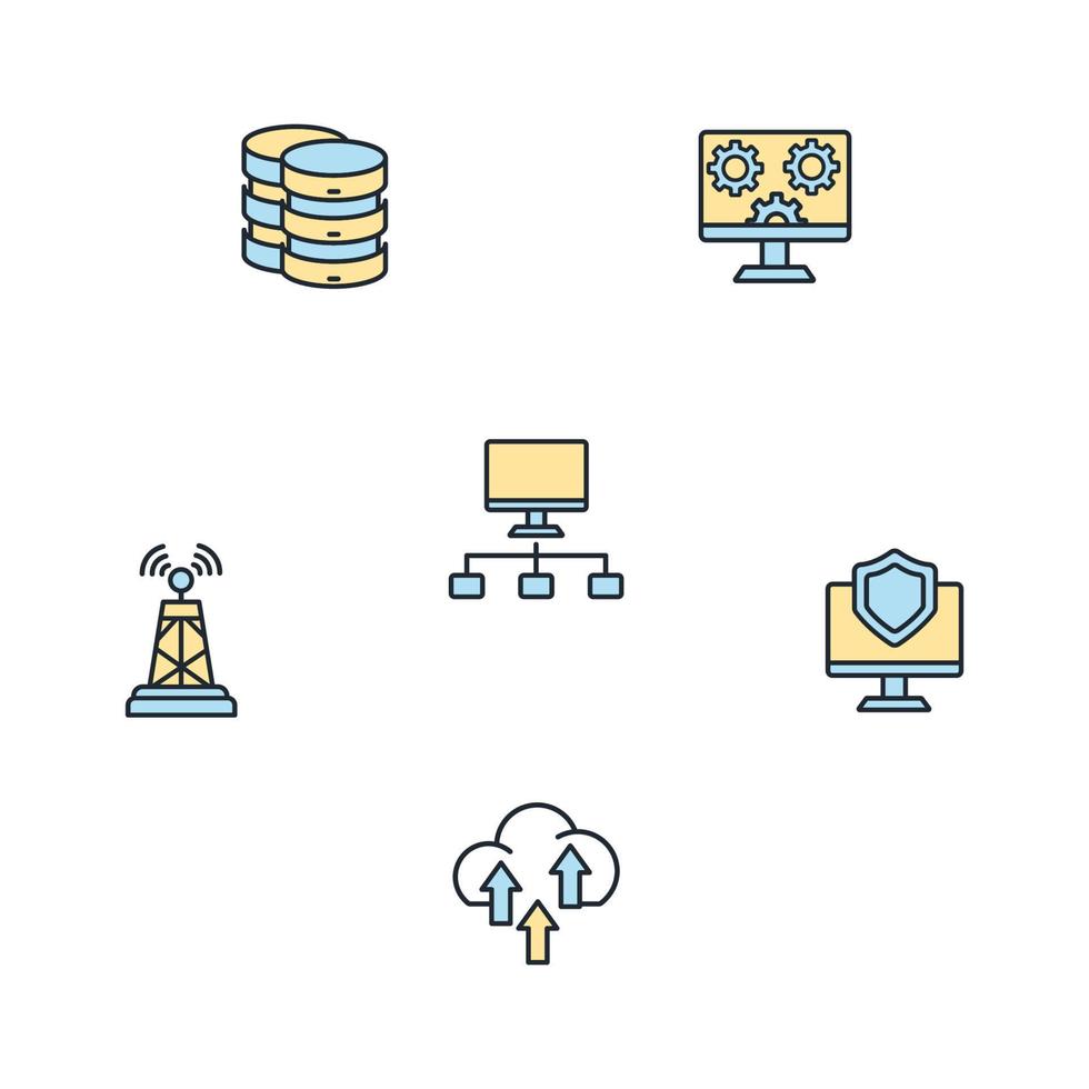 Symbole für Netzwerktechnologie festgelegt. Netzwerktechnologie-Paket-Symbolvektorelemente für Infografik-Web vektor