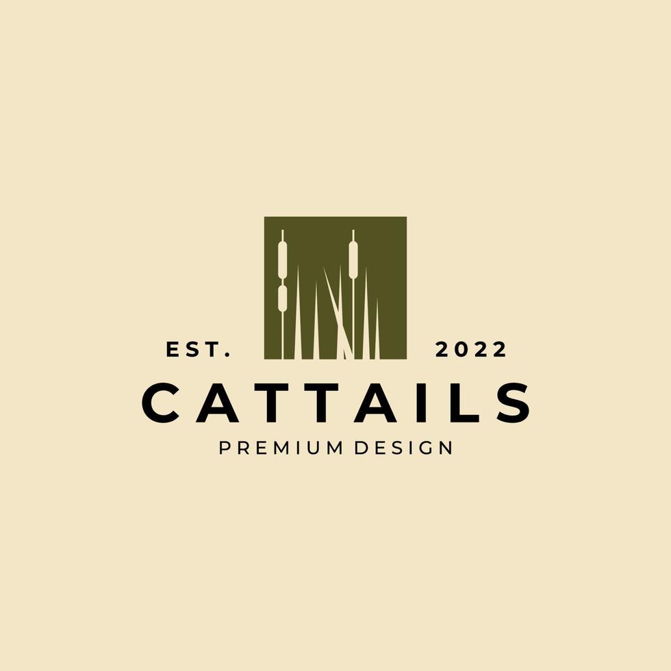 cattail premie logotyp vektor illustration design mall