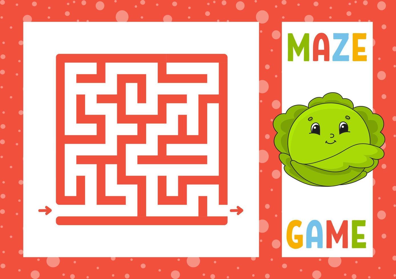 quadratisches Labyrinth. Spiel für Kinder. Puzzle für Kinder. fröhlicher Charakter. Labyrinth Rätsel. den richtigen Weg finden. Vektor-Illustration. vektor