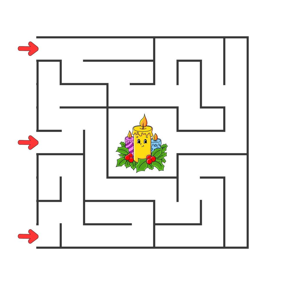 fyrkantig labyrint. spel för barn. pussel för barn. tecknad figur. labyrintkonst. färg vektorillustration. hitta rätt väg. utvecklingen av logiskt och rumsligt tänkande. vektor