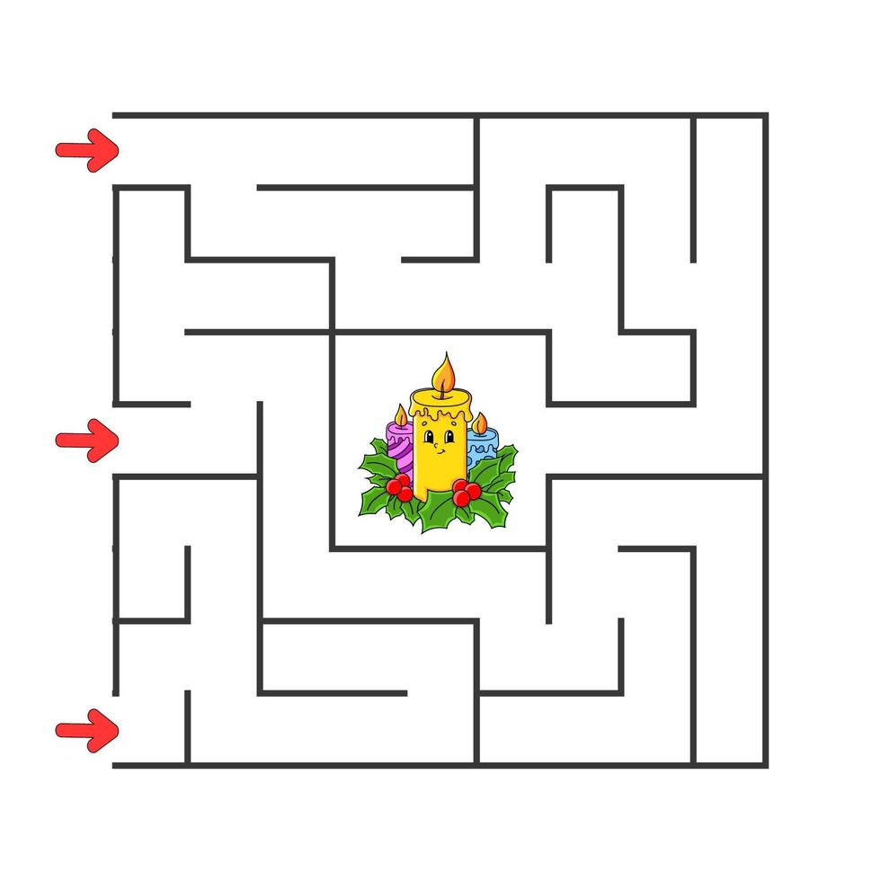 quadratisches Labyrinth. Spiel für Kinder. Puzzle für Kinder. Zeichentrickfigur. Labyrinth-Rätsel. Farbvektorillustration. finde den richtigen Weg. die Entwicklung des logischen und räumlichen Denkens. vektor