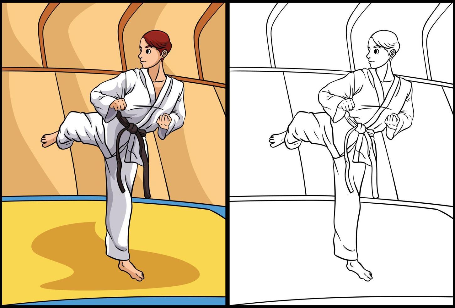 karate färg sida färgad illustration vektor