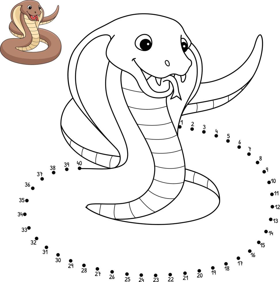Punkt-zu-Punkt-Kobra isolierte Malvorlagen für Kinder vektor