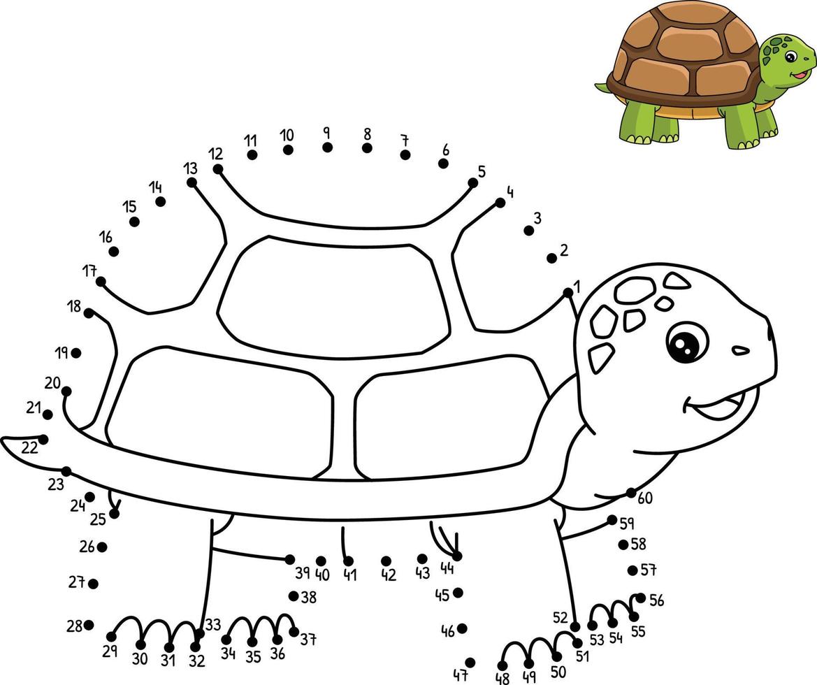 punkt till punkt sköldpadda isolerat färg sida för barn vektor