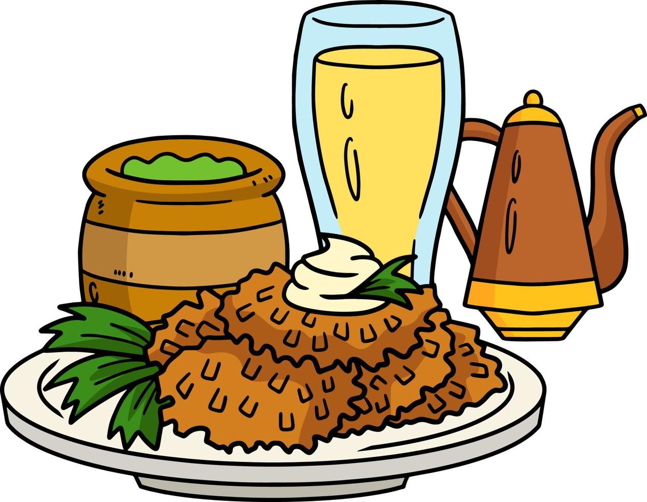 hanukkah latke tecknad serie färgad ClipArt vektor