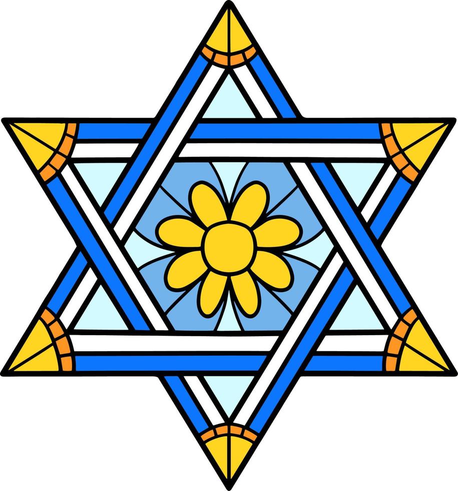 hanukkah stjärna av David tecknad serie färgad ClipArt vektor