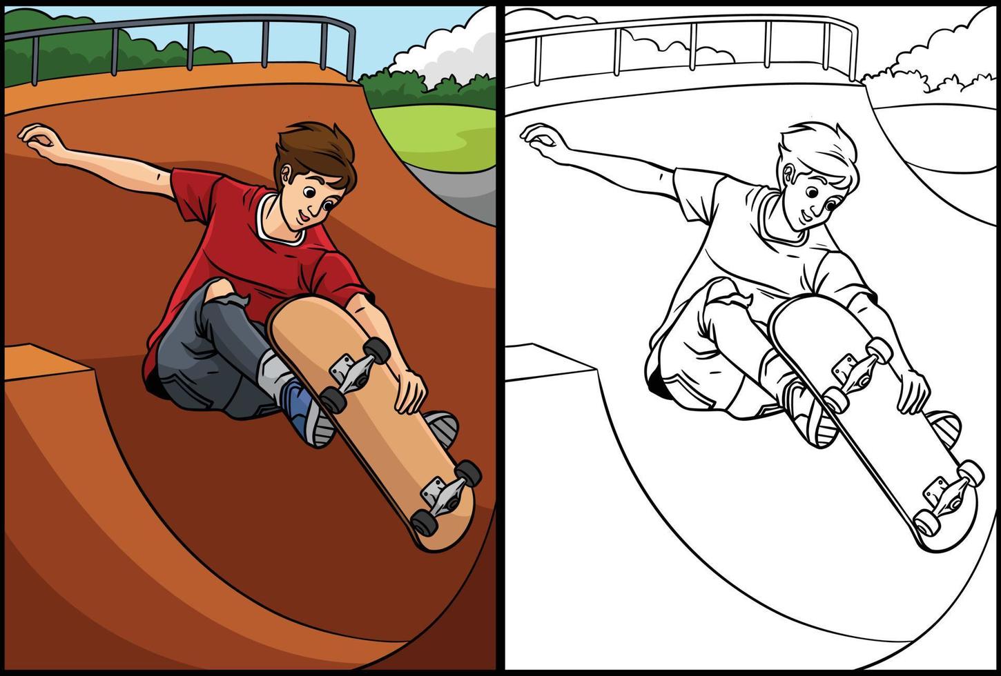 skateboard färg sida färgad illustration vektor