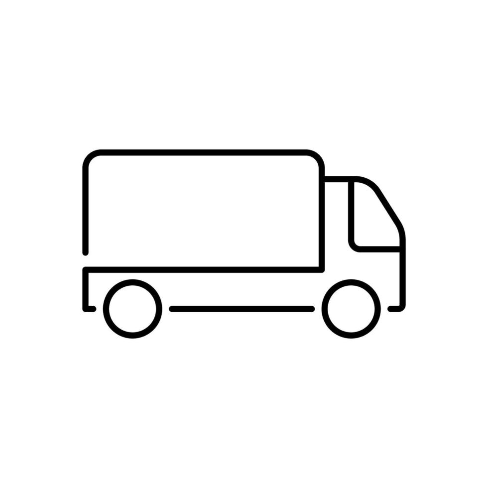 skåpbil frakt paket linje ikon. frakt snabb leverans service linjär piktogram. frakt lastbil transport kurir svart översikt symbol. leverera lastbil tecken. redigerbar stroke. isolerat vektor illustration.