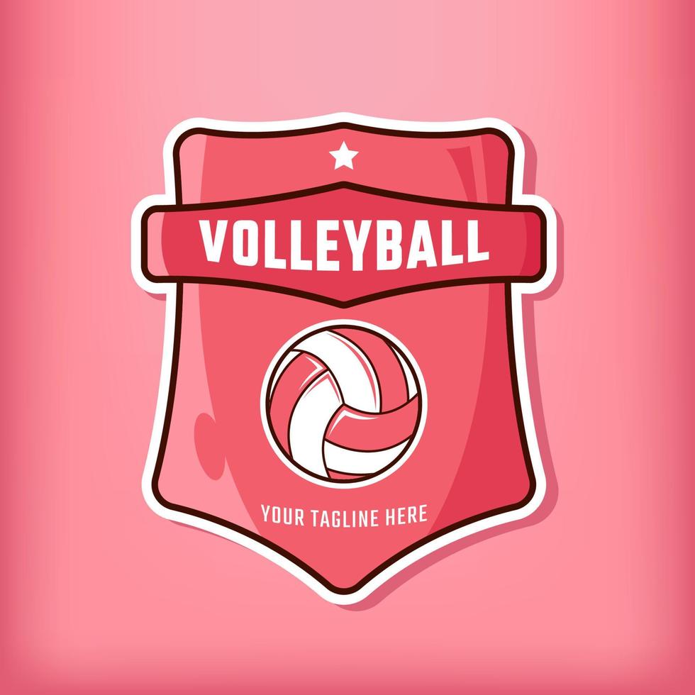 volleyboll sporter logotyp med skydda och ljus färger vektor