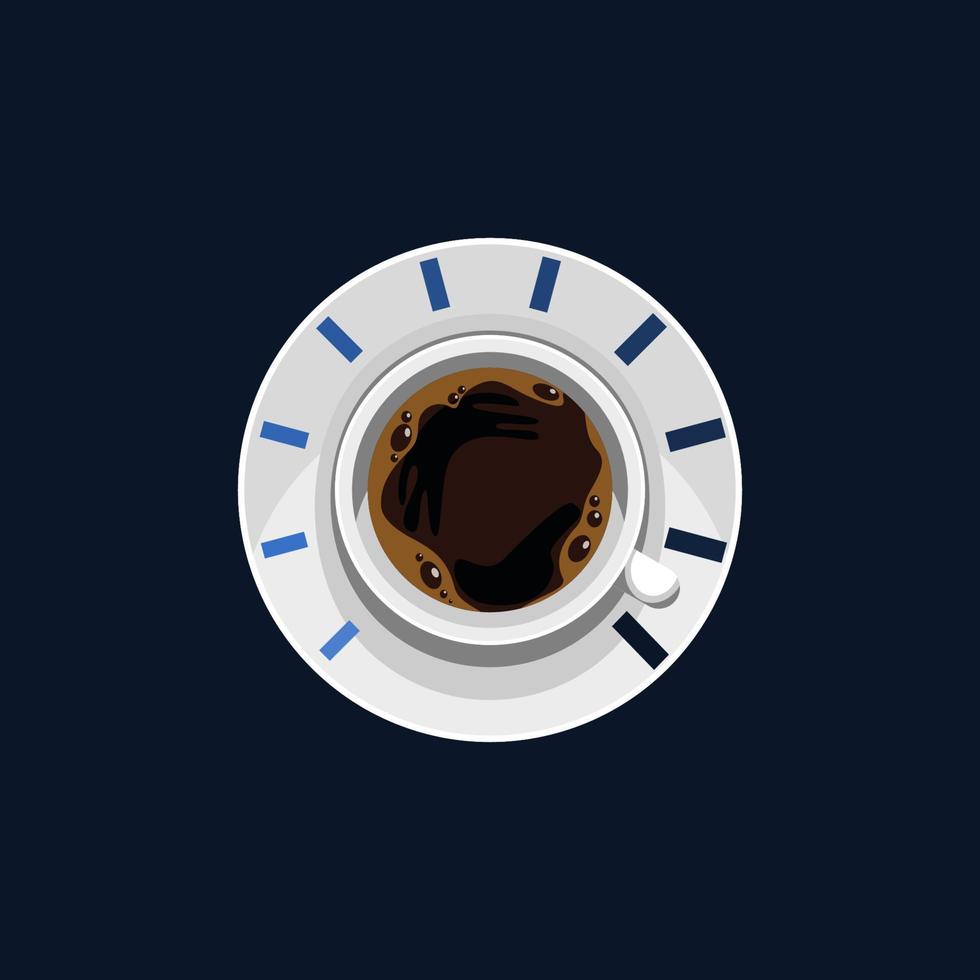 bearbeitbare Draufsicht eine Tasse Kaffee und Untertassenvektorillustration als Tachometer für zusätzliches Element des Cafés oder geschäftsbezogenen Designprojekts mit Geschwindigkeits- oder Stärkekonzept vektor