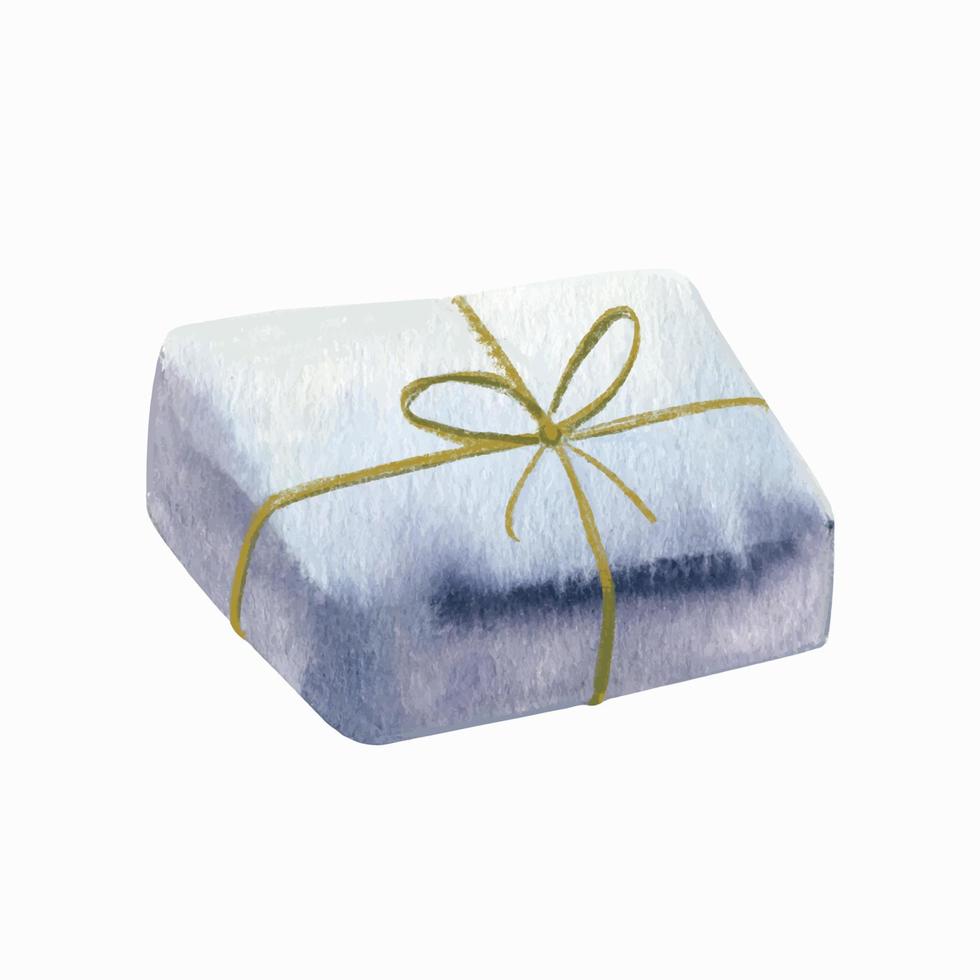 aquarellillustration geschenkbox hellblaue farbe isoliert auf weiß vektor