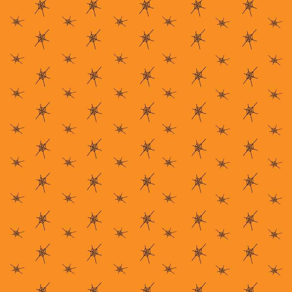 Nahtloses Halloween-Hintergrundmuster mit Kürbis-Kürbislaterne, Schädel, Fledermaus, Geist, Kürbisknochen, Bonbons, Spinne, orange und gelbe Farbe vektor