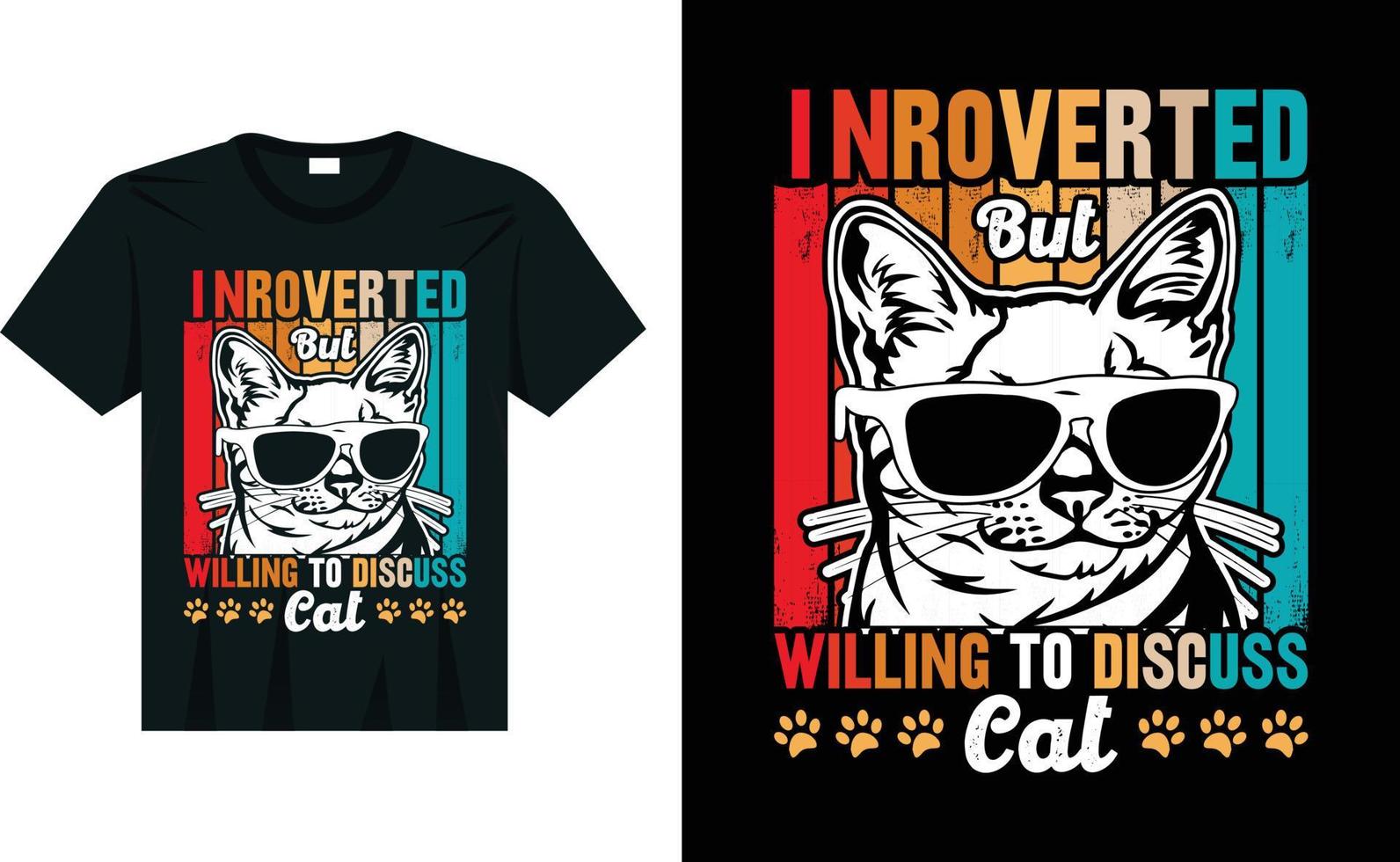 introvertiert, aber bereit, den Retro-Vintagen lustigen Typografie-T-Shirt Entwurf des Katzenhaustierliebhabers zu besprechen vektor
