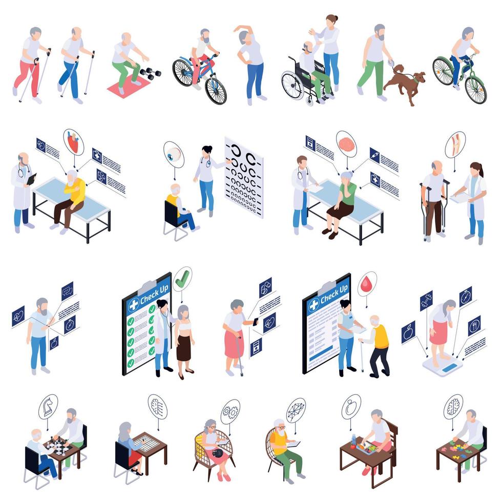 Icon-Set für Senioren im Gesundheitswesen vektor
