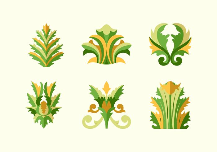 Acanthus floralen flachen Design Vektor Pack