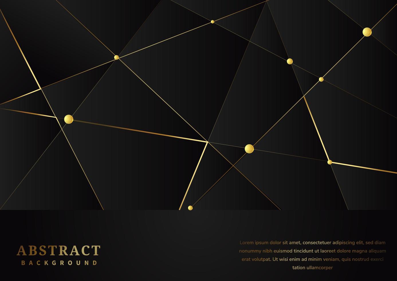 abstraktes Dreiecksmuster mit Goldlinien auf schwarzem Hintergrund vektor
