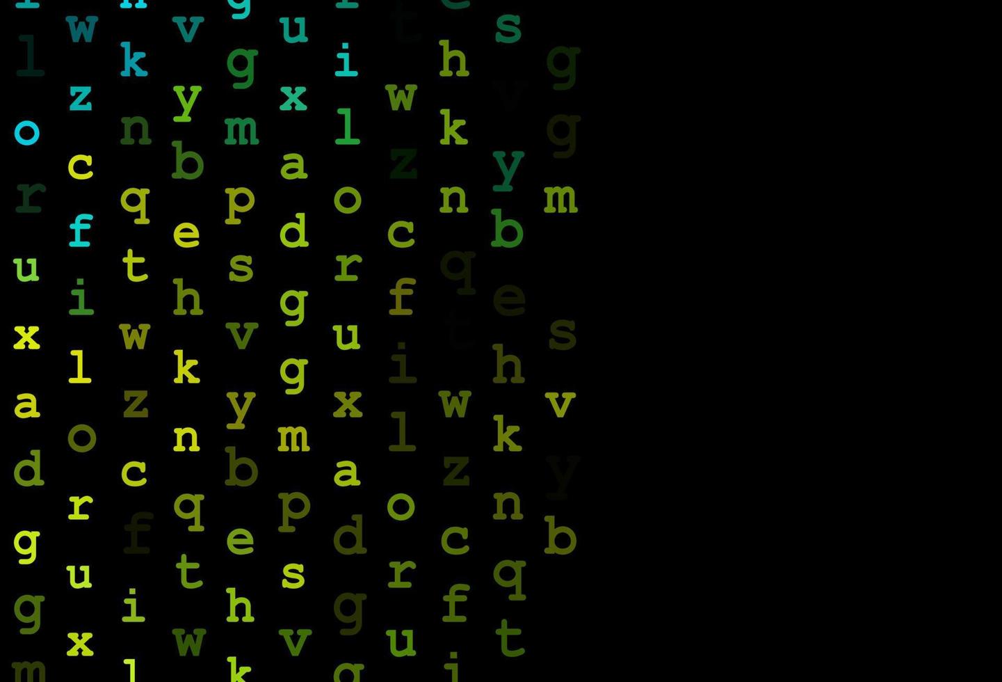 dunkelgrüne, gelbe Vektortextur mit ABC-Zeichen. vektor