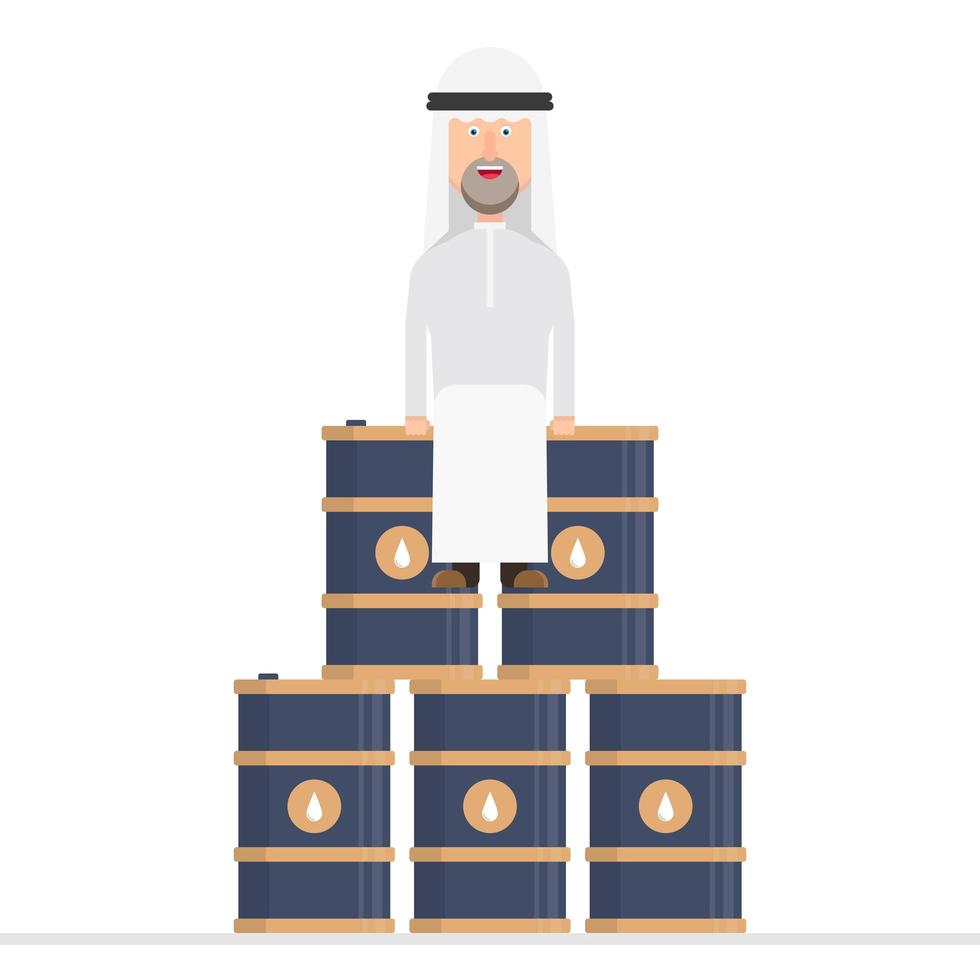 arabisk affärsman sitter på oljefat vektor