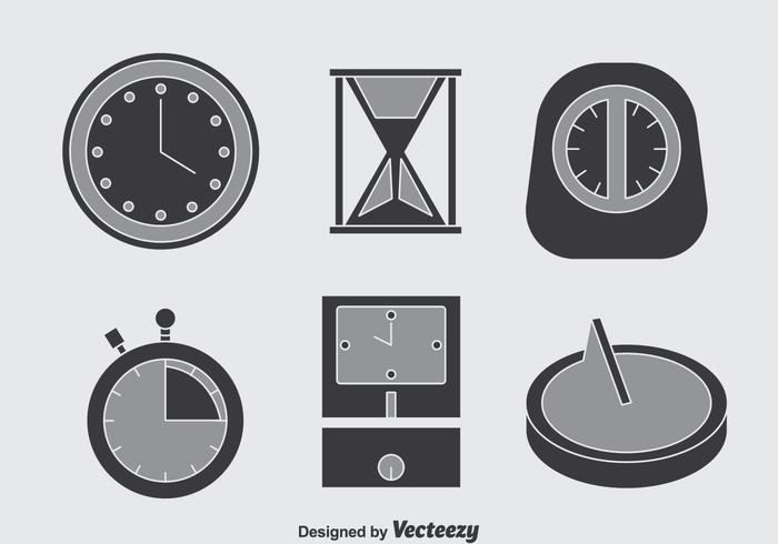 Uhr Grau Icons Vektor