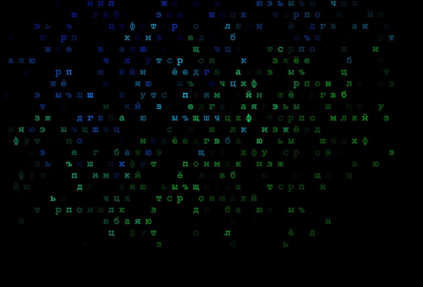 dunkelblaues, grünes Vektorlayout mit lateinischem Alphabet. vektor