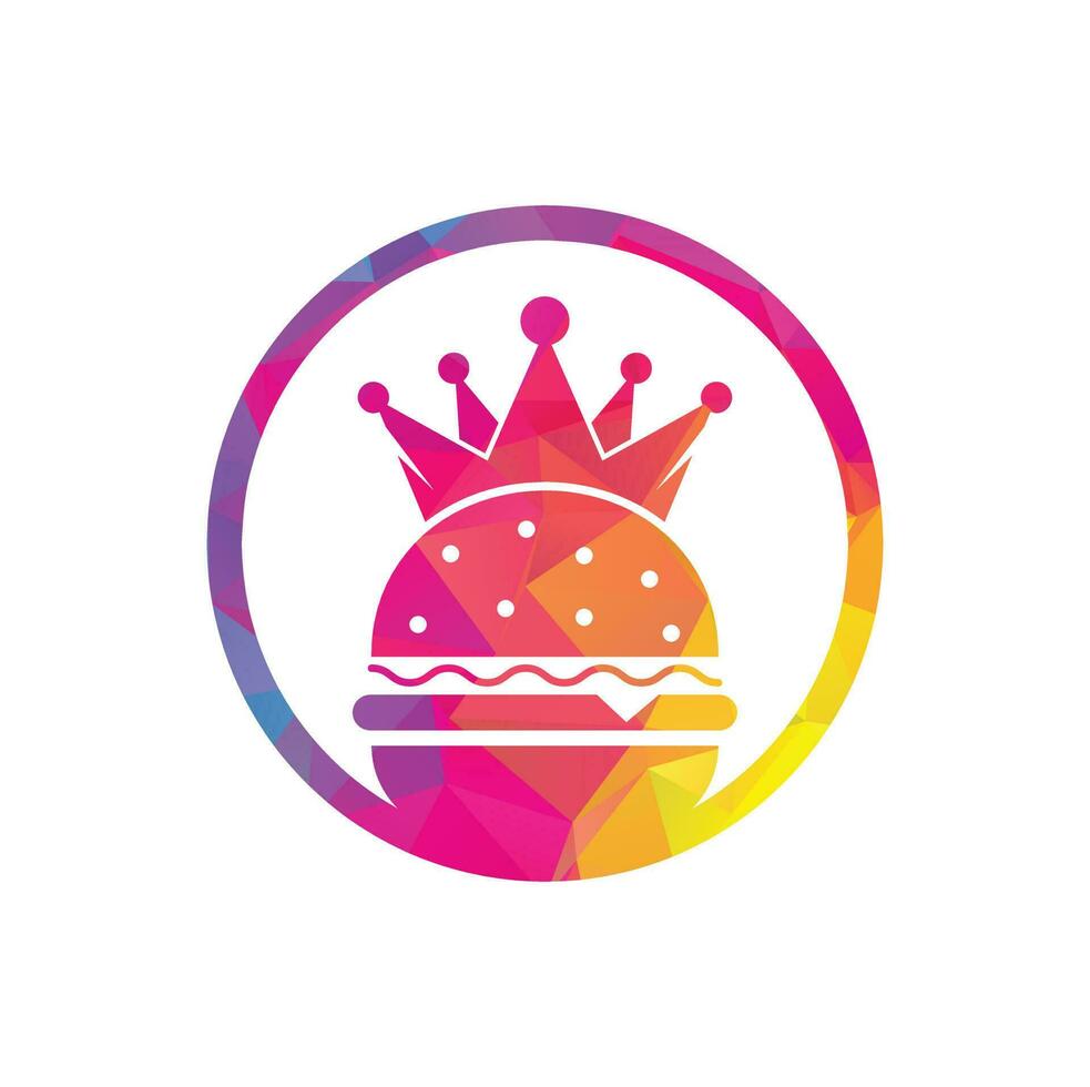 burger kung vektor logotyp design. burger med krona ikon logotyp begrepp.