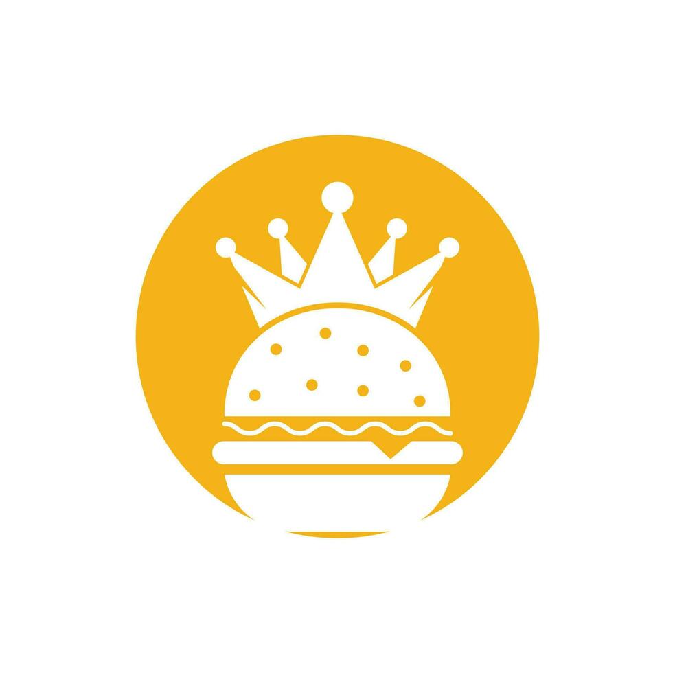 burger kung vektor logotyp design. burger med krona ikon logotyp begrepp.