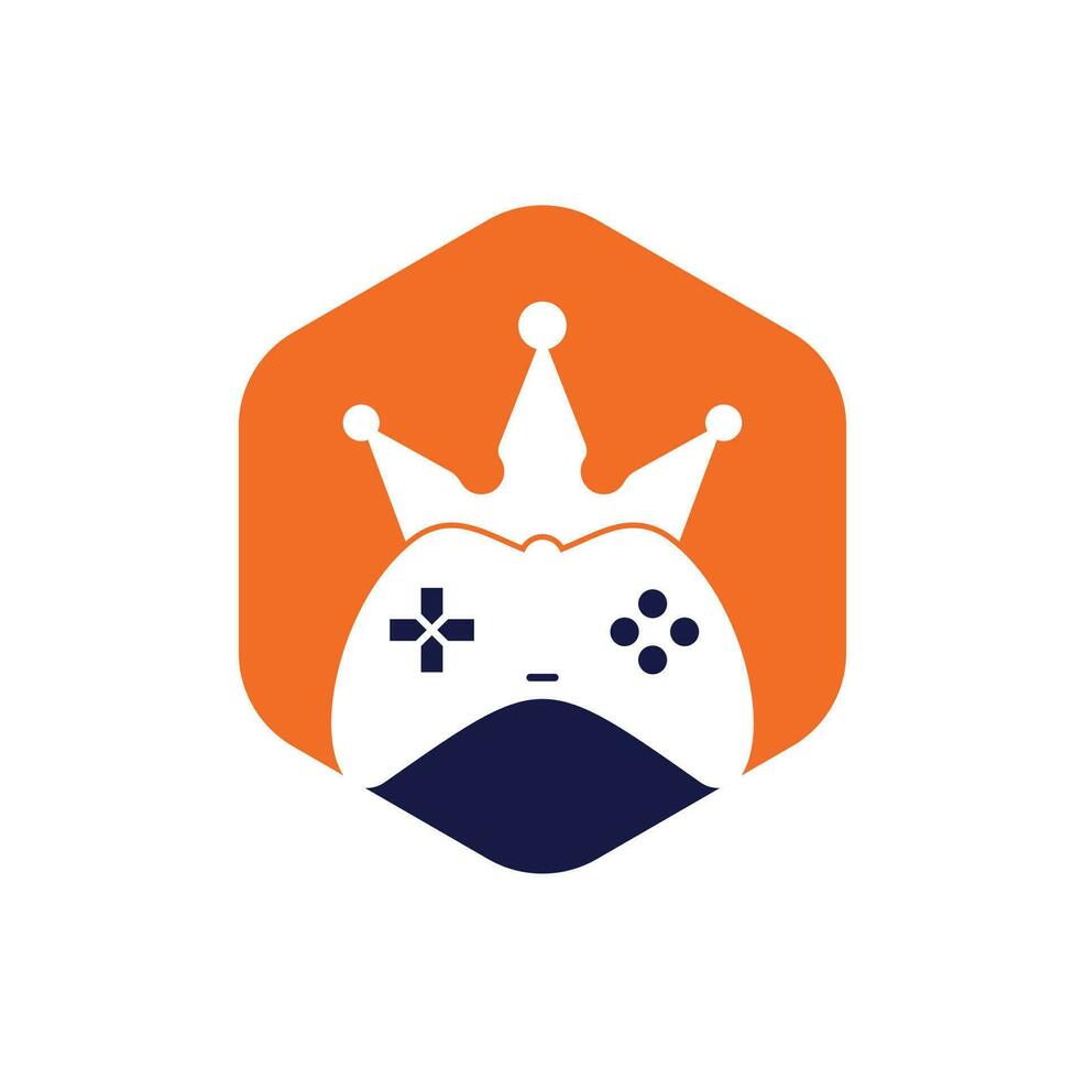 Game King-Logo-Icon-Design. Gamepad-König-Logo-Vektor-Design-Illustration. Spiel Krone Joystick-Symbol Logo-Vorlage. vektor