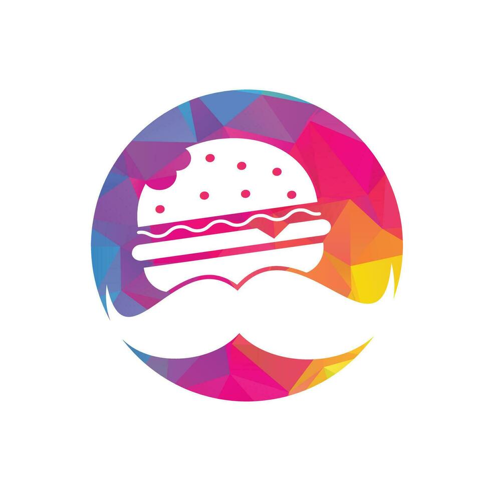 mustasch burger logotyp ikon vektor. burger med mustasch ikon logotyp begrepp. vektor