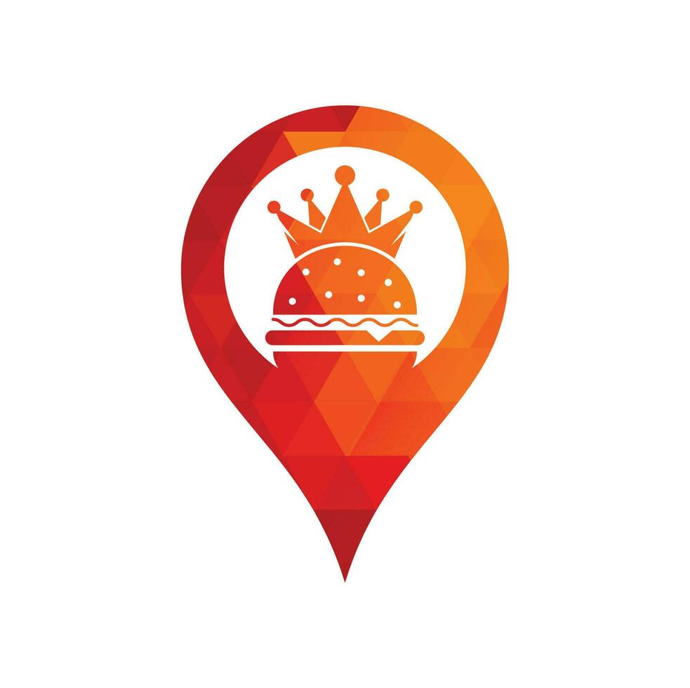 burger king gps form konzept vektor logo design. Burger mit Kronensymbol-Logo-Konzept.