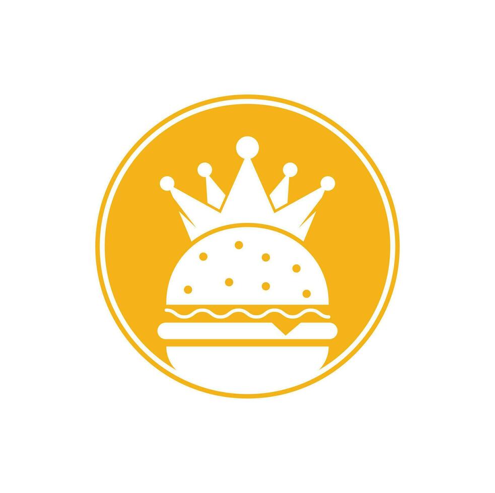 Burger King-Vektor-Logo-Design. Burger mit Kronensymbol-Logo-Konzept. vektor