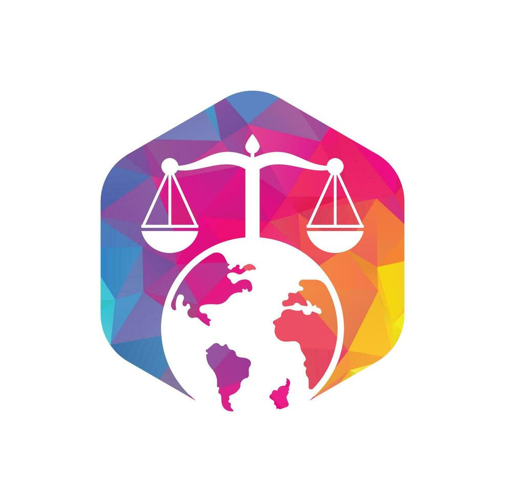 Skalen und Weltsymbol oder -ikone. Einzigartige Vorlage für das Design von Law and Globe-Logos. vektor