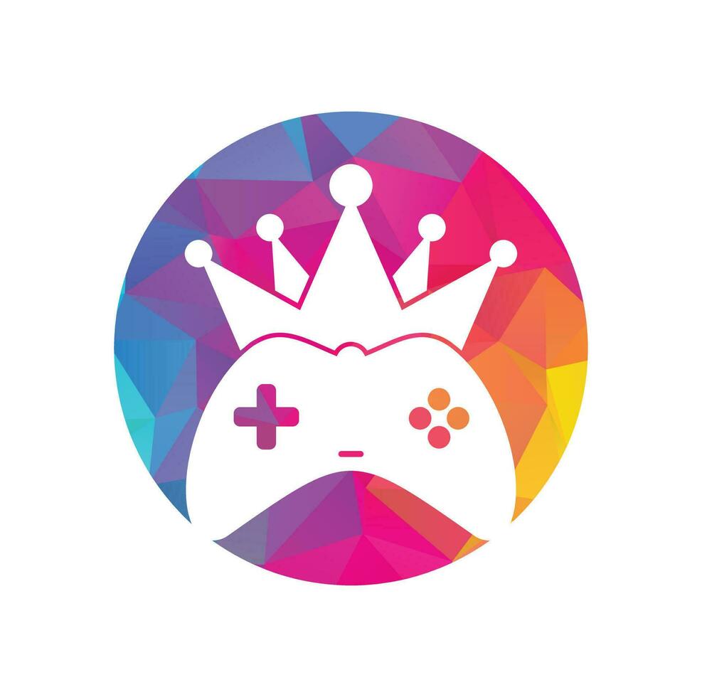 Game King-Logo-Icon-Design. Gamepad-König-Logo-Vektor-Design-Illustration. Spiel Krone Joystick-Symbol Logo-Vorlage vektor