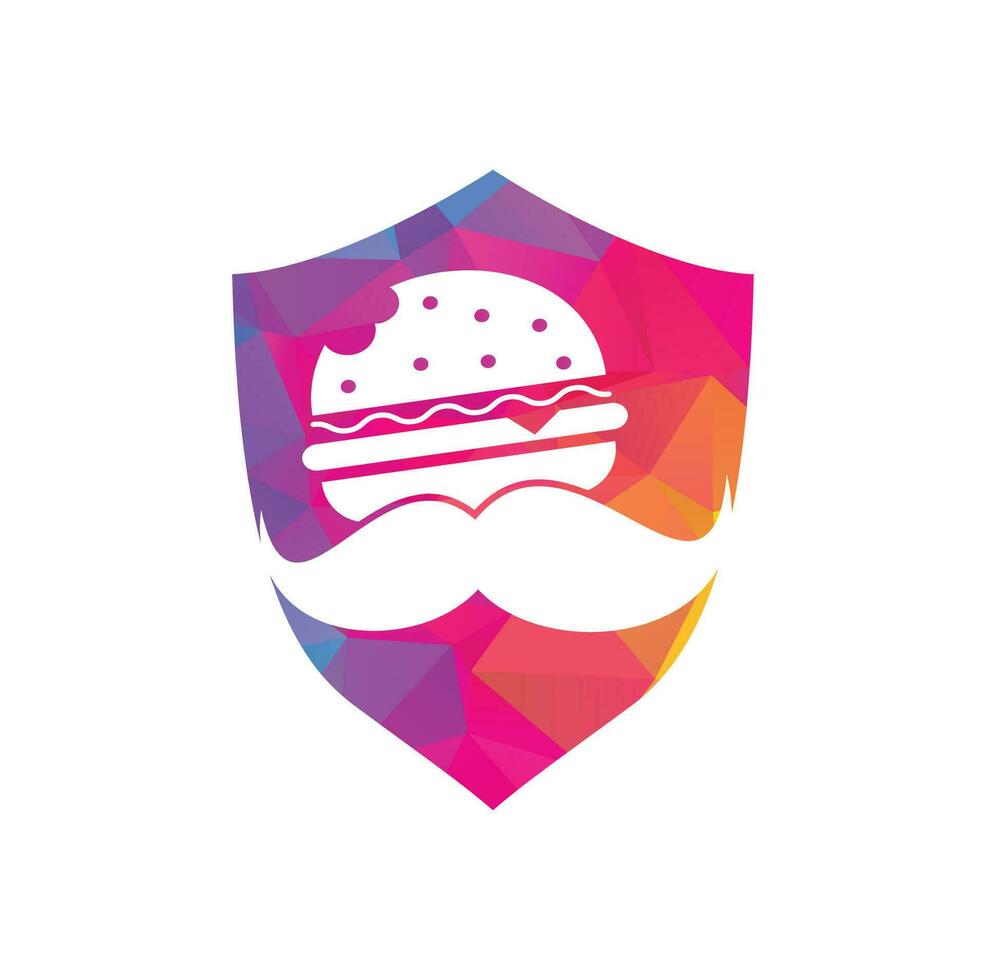 mustasch burger logotyp ikon vektor. burger med mustasch ikon logotyp begrepp. vektor