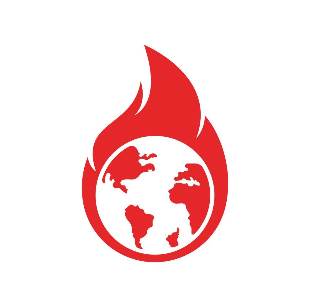 Feuer Planet Vektor-Logo-Design-Vorlage. Design von Feuer- und Erdikonen. vektor