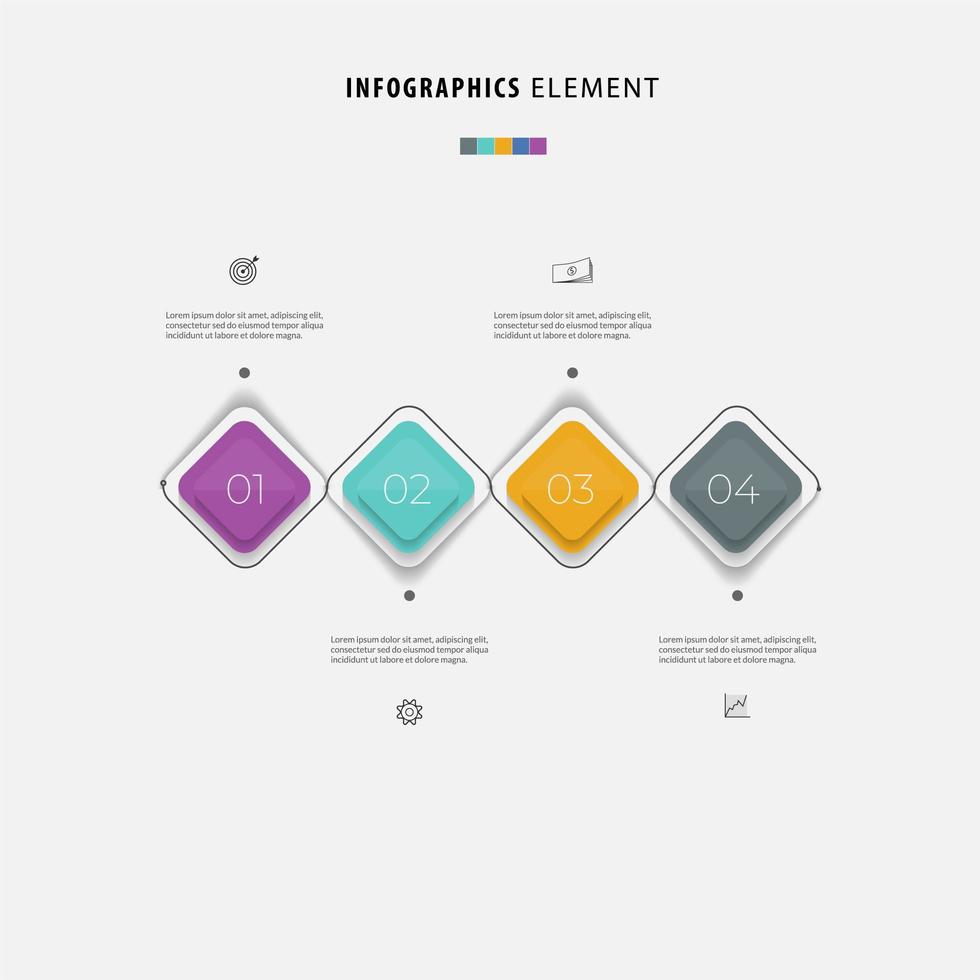 vier Schritte bunte Business-Infografik-Vorlage vektor