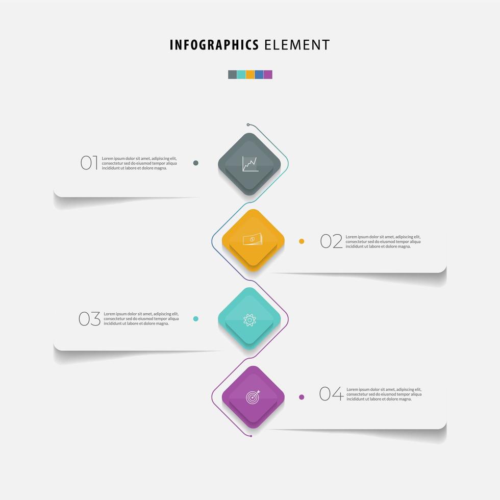 färgglada affärer infographic steg platt design vektor