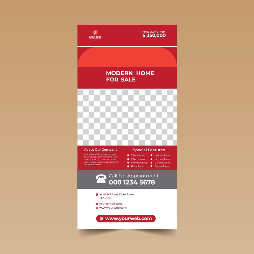 röd minimalistisk rackkortmall vektor