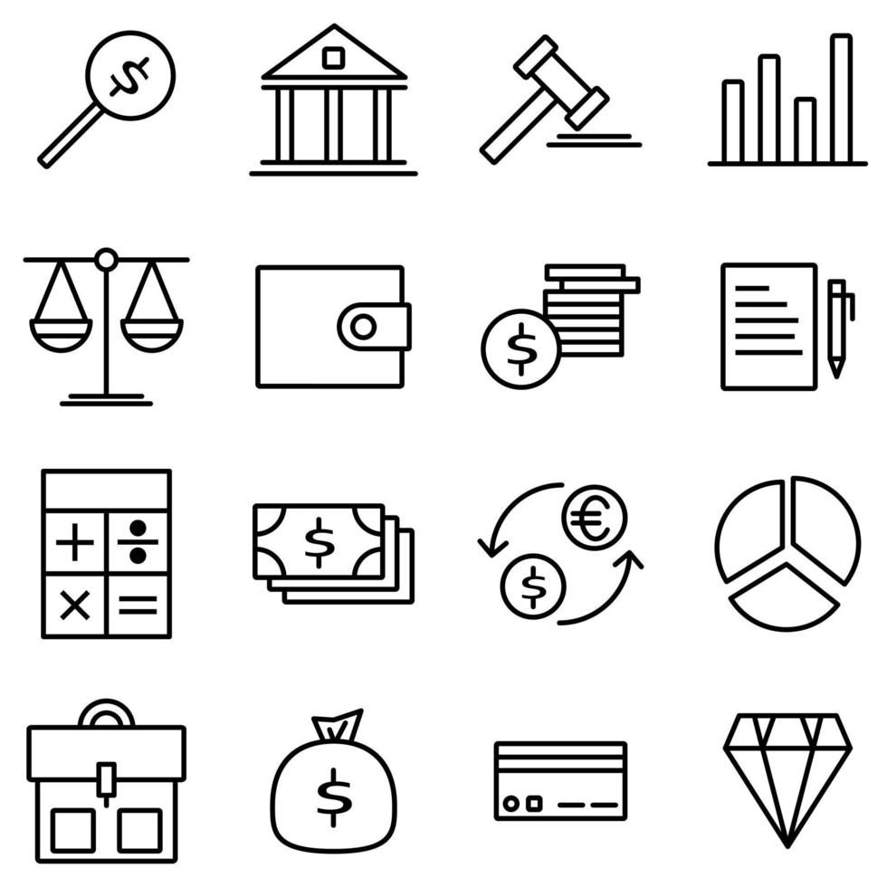 uppsättning av vektor linje ikoner av företag och finansiera för modern koncept, webb och appar.