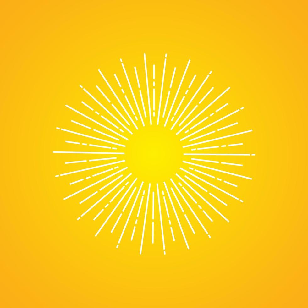 vit Sol strålar på gul lutning bakgrund. Sol strålar vektor ikon. eps10