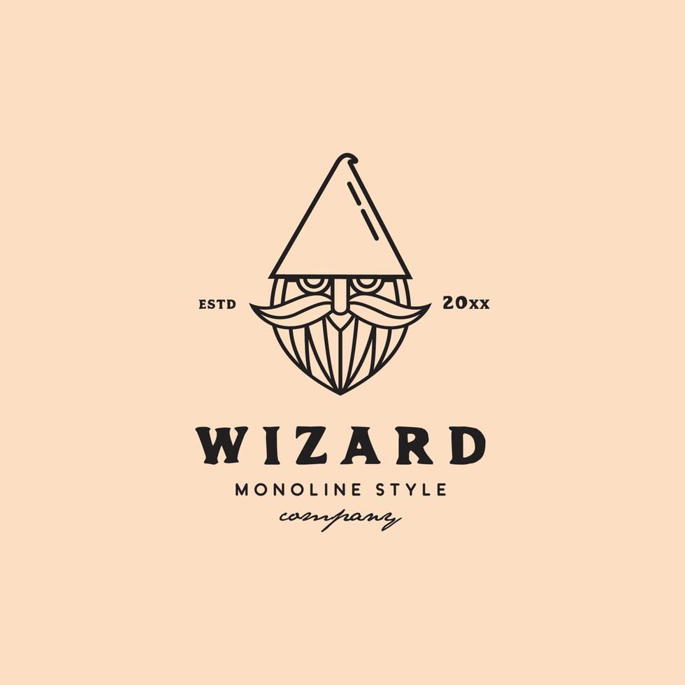 Wizard Head Line Art Logo vektor