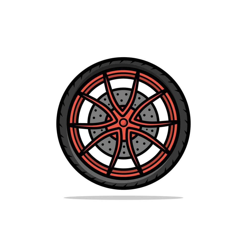 tecknad orange legering bil däck hjul isolerat vektor illustration.