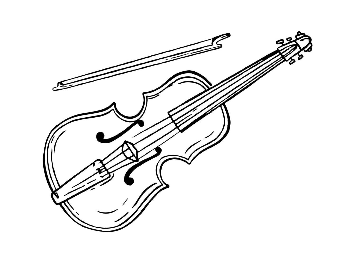cello fiol musikalisk instrument stil hand ritade. vektor svart och vit klotter illustration