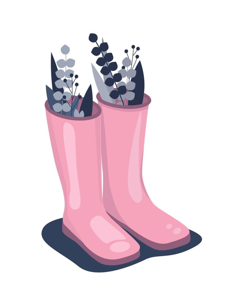 rosa Gummistiefel. vektor lokalisierte illustration auf weißem hintergrund