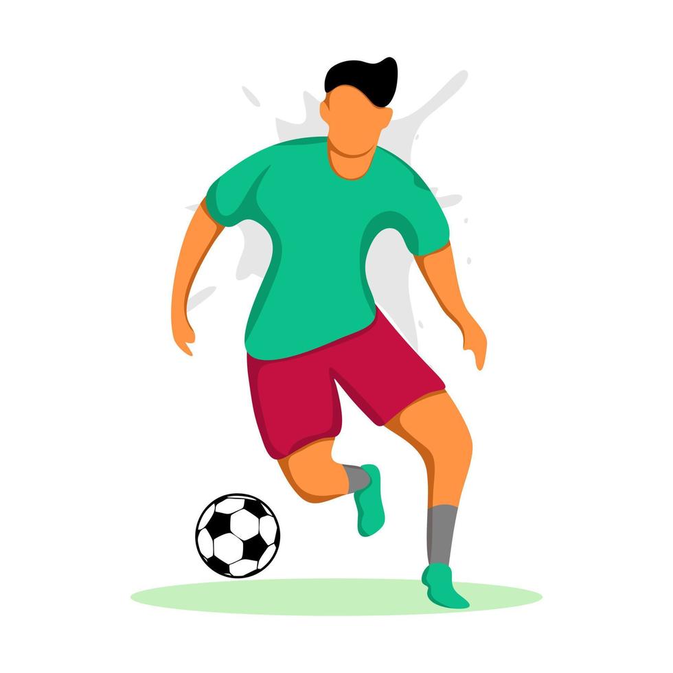 fotboll spelare dribblingar en boll vektor illustration design
